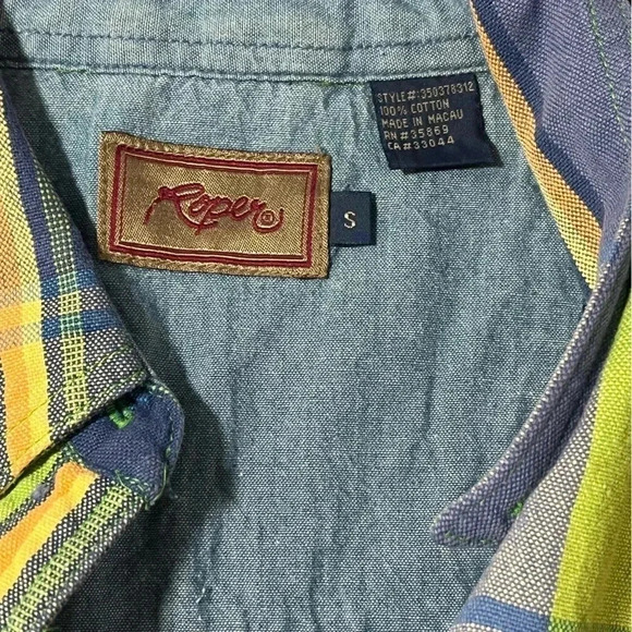 Roper size S button up tightly woven midweight cotton plaid EUC - Picture 6 of 10